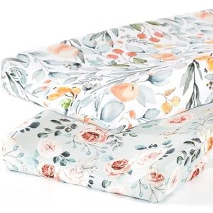 NWT Girls Floral Ultra Soft Stretch Jersey Knit Changing Pad Cover Set 2